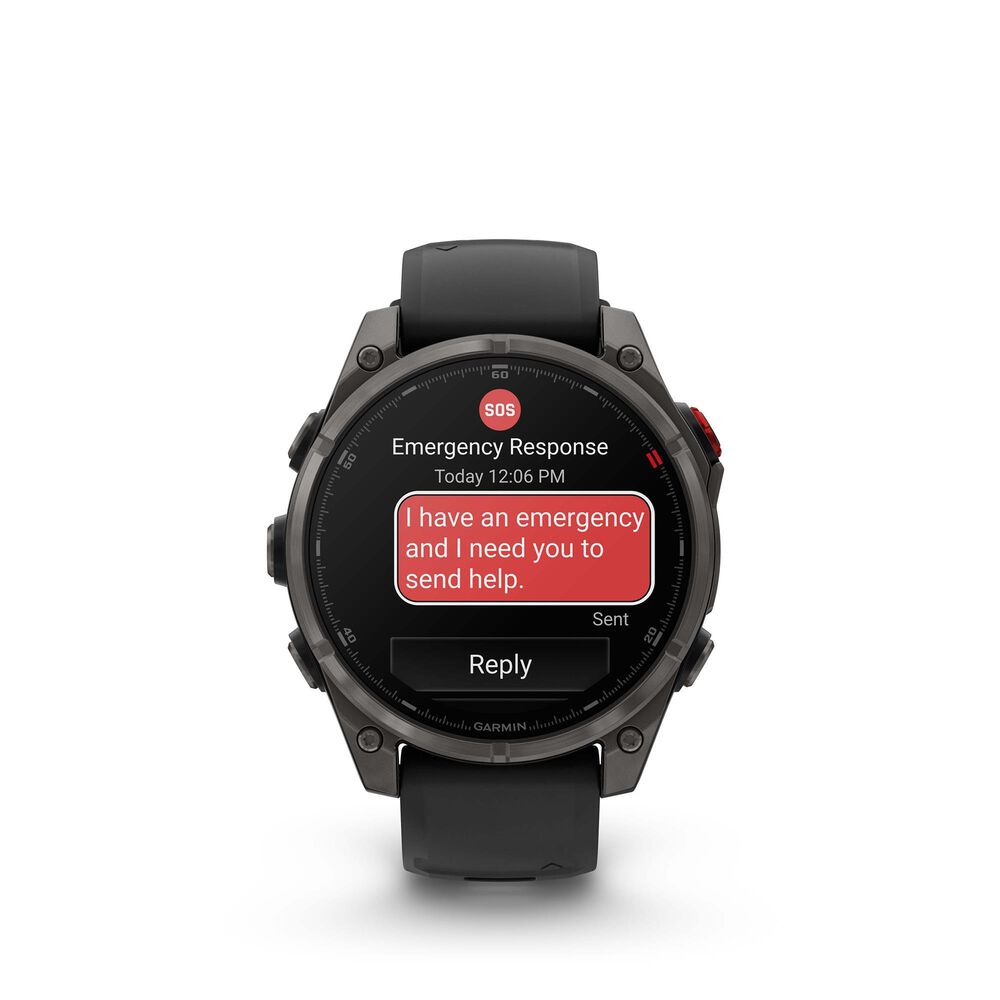Garmin Fenix 8 Pro Sapphire AMOLED Smartwatch 47mm Carbon Gray DLC Titanium Case with Black and Pebble Gray Silicone Band, , large