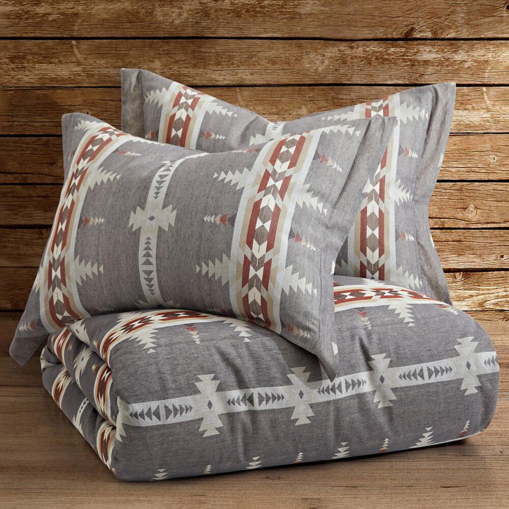 Levtex Corrales 3-Piece King Reversible Duvet Cover Set in Grey, Cream, Taupe and Brick Red, , large