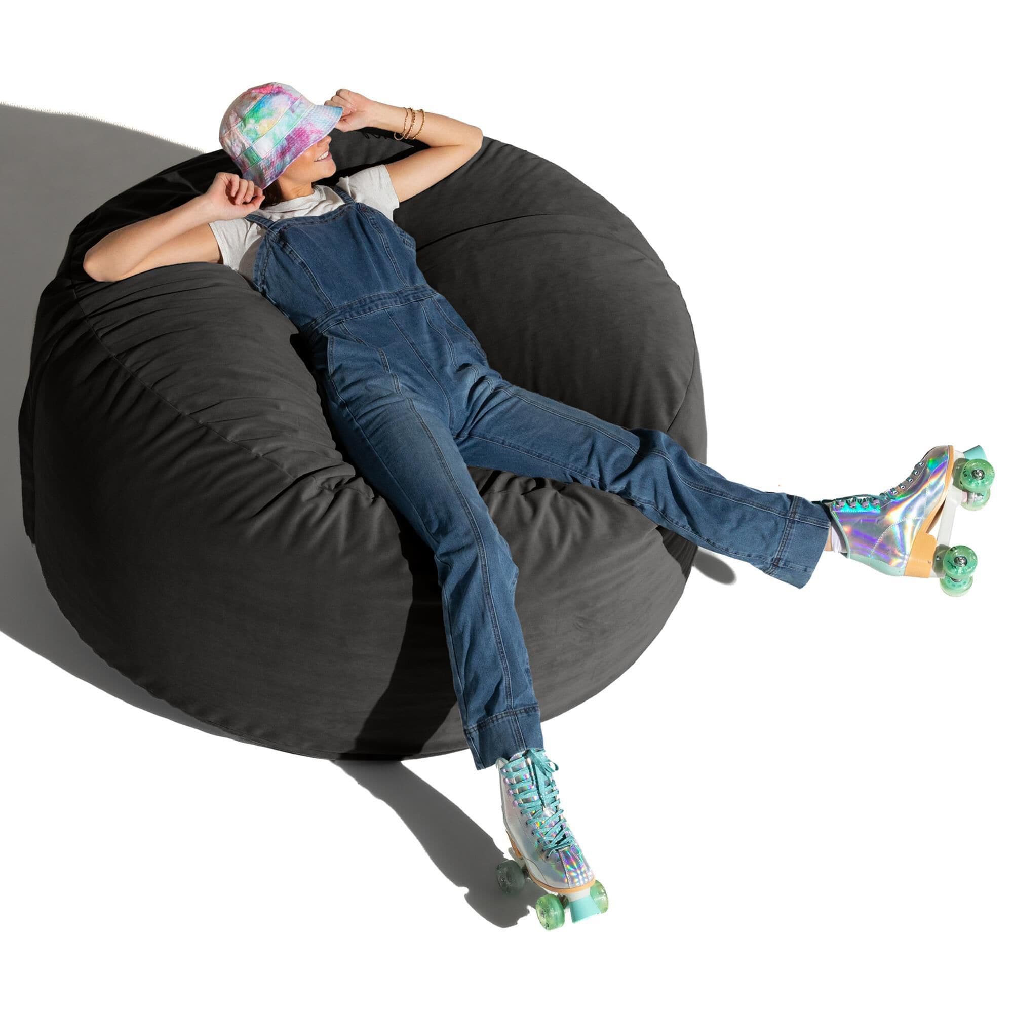 Jaxx Saxx 5' Large Round Bean Bag Chair in Black