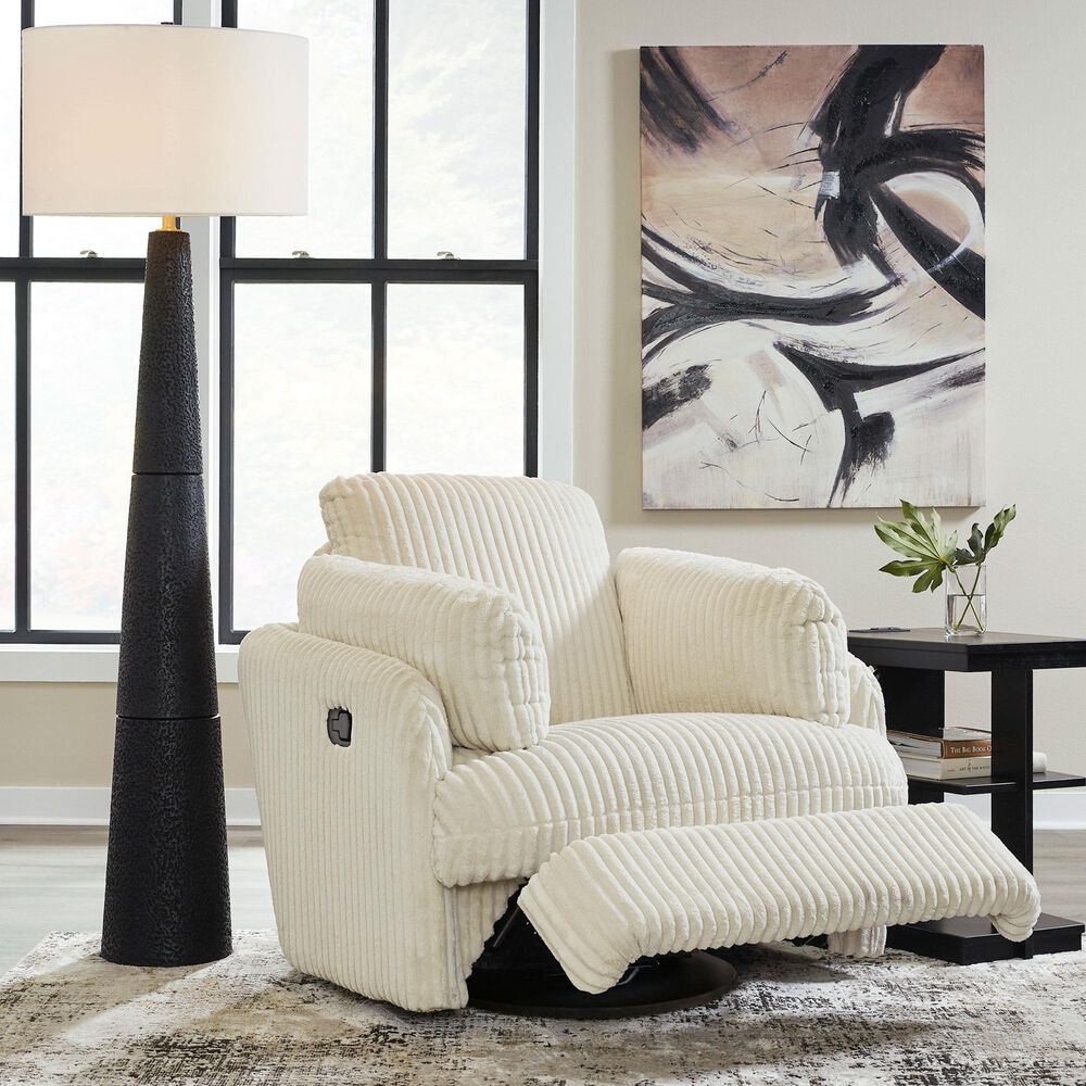 Ashley Tie-Breaker Manual Swivel Glider Recliner in Ivory, , large