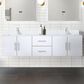 Lexora Home Geneva 72" Double Bathroom Vanity in Glossy White with 2 cm White Cultured Marble Top and Rectangular Sinks, , large