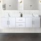 Lexora Home Geneva 72" Double Bathroom Vanity in Glossy White with 2 cm White Cultured Marble Top and Rectangular Sinks, , large