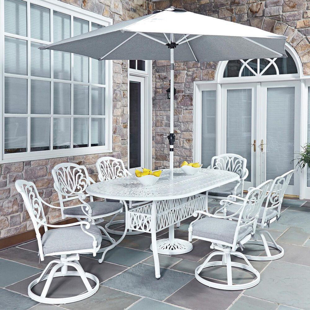 Homestyles Capri 9-Piece Dining Set with Swivel Chairs in White, , large