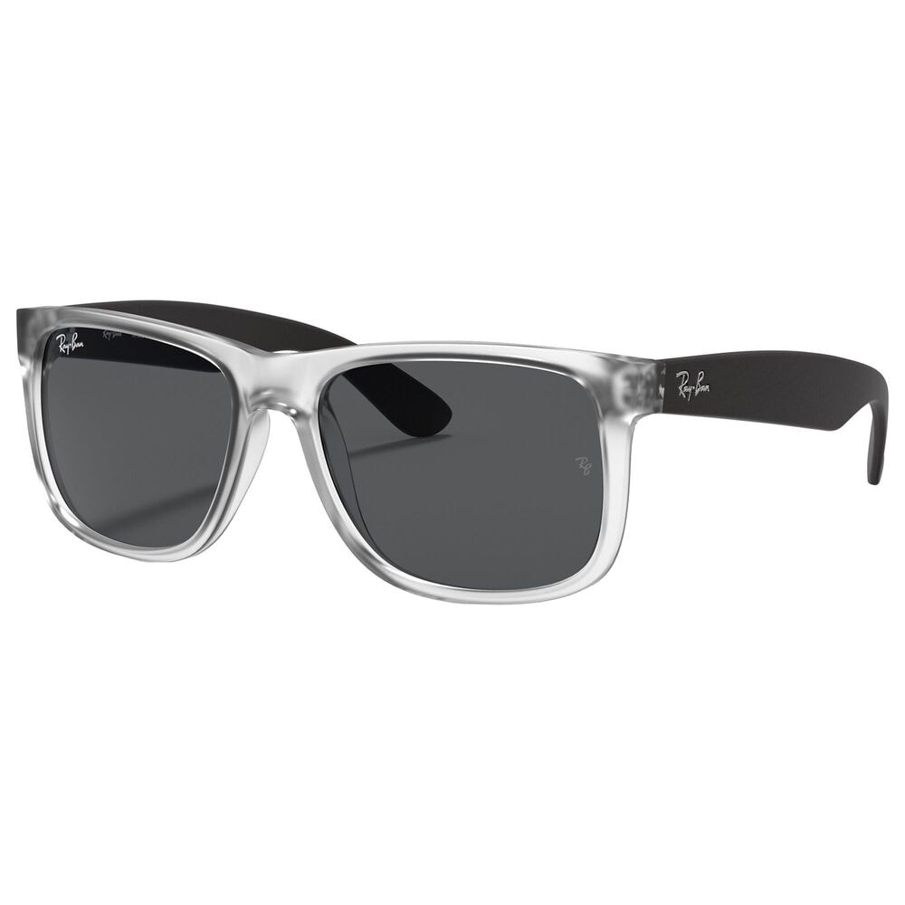 Ray-Ban Justin Sunglasses with Grey Lenses in Matte Transparent and Black, , large