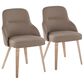 LumiSource York Side Chair with Brown Faux Leather Cushion in Whitewashed (Set of 2), , large