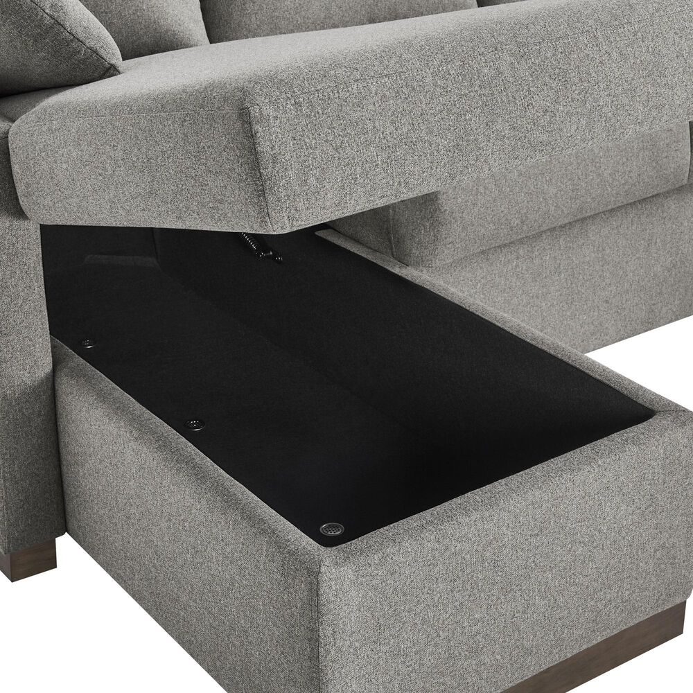 Lifestyle Solutions Edgewood Stationary Convertible Sleeper Sectional in Light Gray, , large