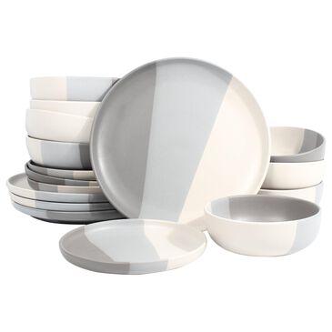 Godinger Silver Piermont 16-Piece Dinnerware Set in White, Grey and Dark Grey, , large