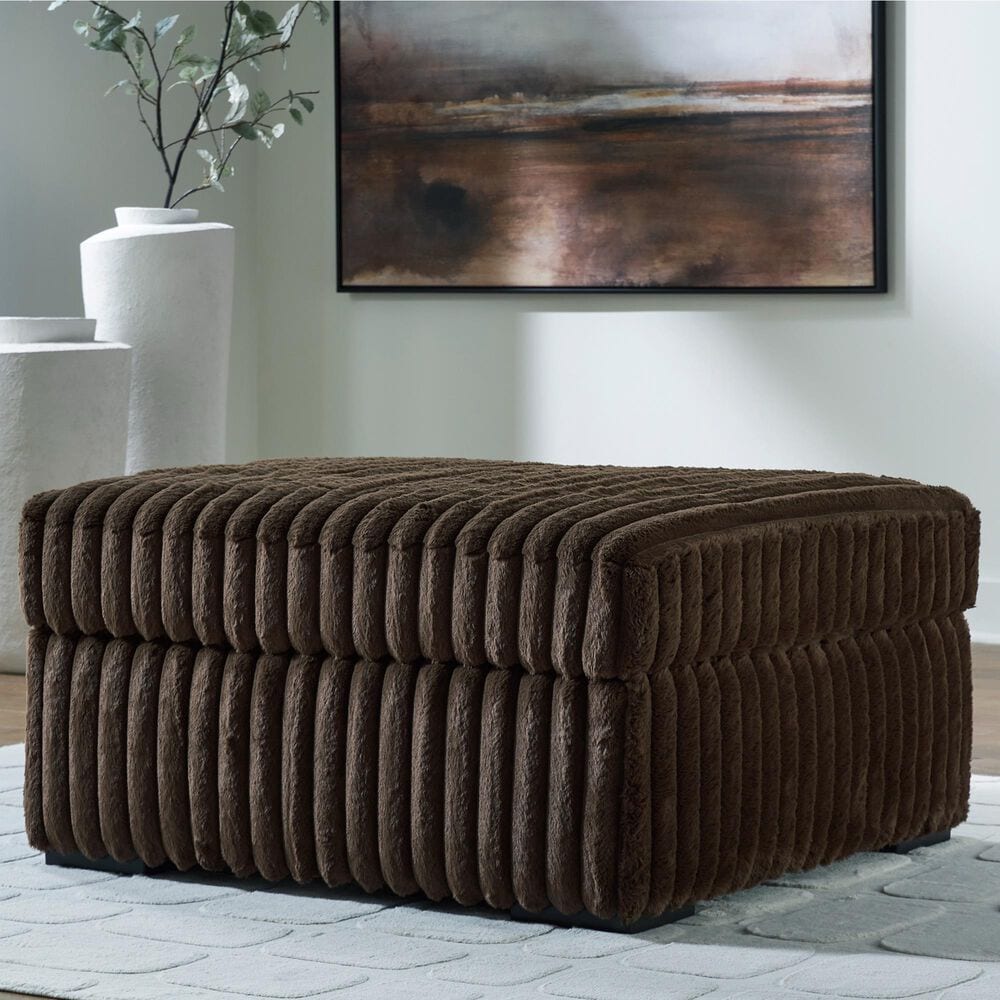 Ashley Midnight-Madness Oversized Accent Ottoman in Chocolate, , large