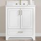 37B Lucerne 30" Single Bathroom Vanity in Bright White with Marble Top and Backsplash, , large