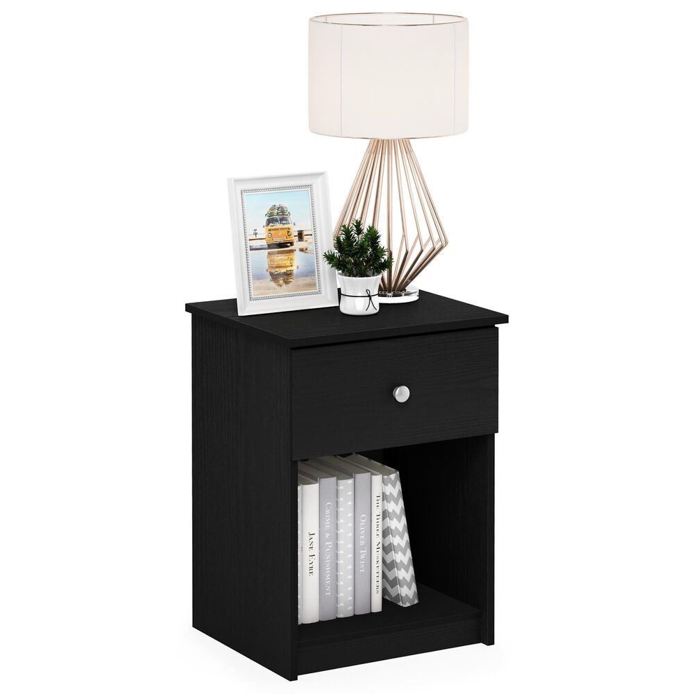 HOMLUX 1-Drawer Modern Nightstand with Knob Handle in Black Oak, , large