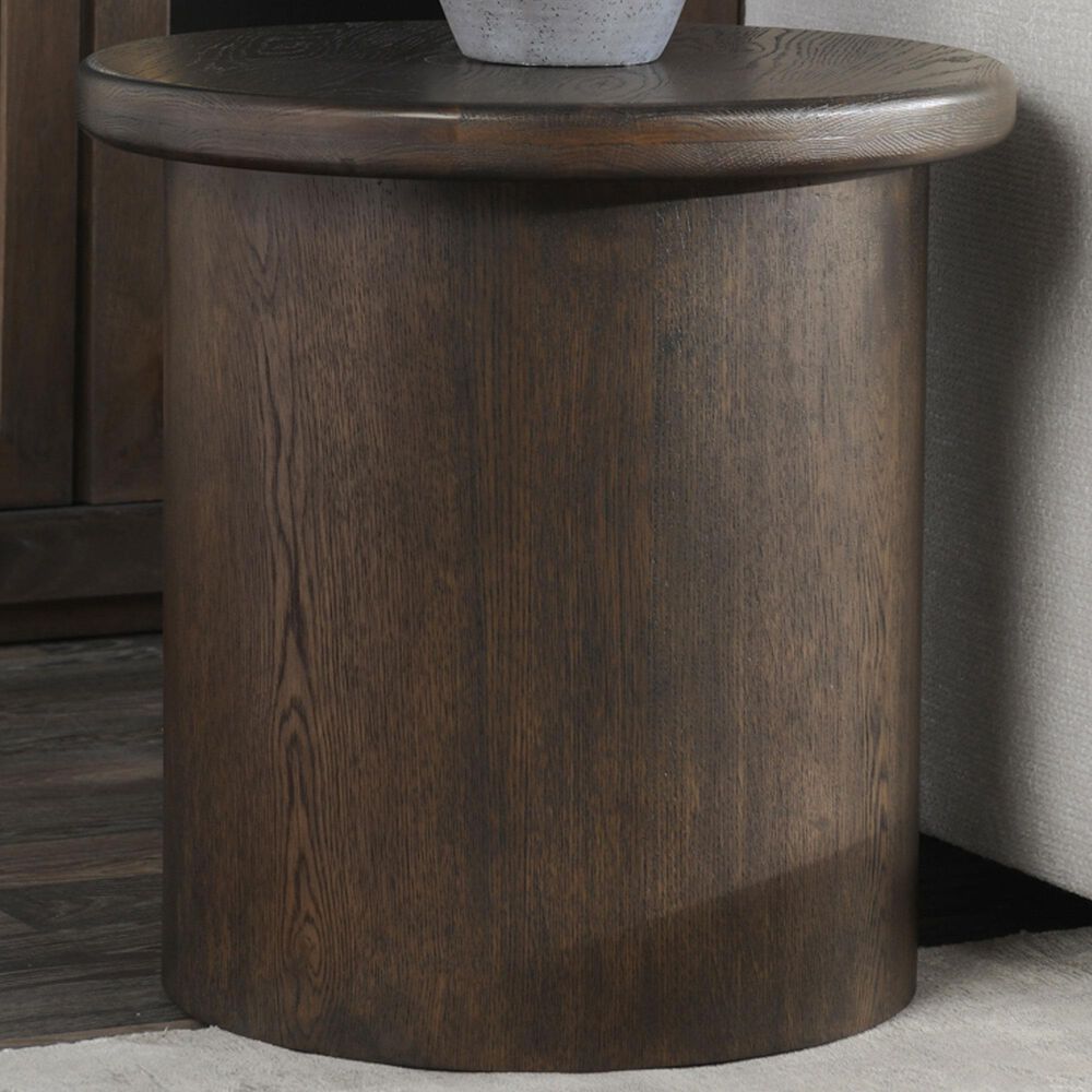 Classic Home Runa Round End Table in Coffee Brown, , large