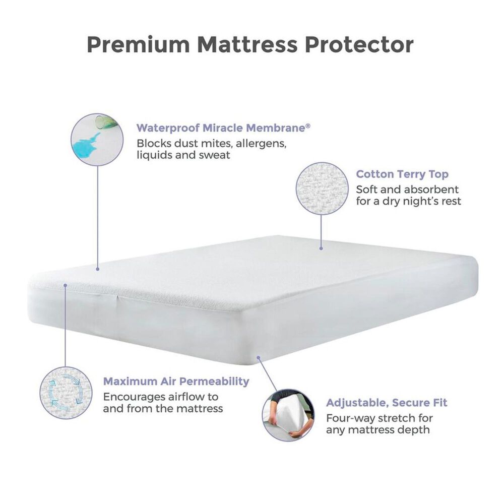Protect A Bed Premium Mattress Protector, Cotton Terry Fitted Sheet Style, Twin XL / Split King, , large