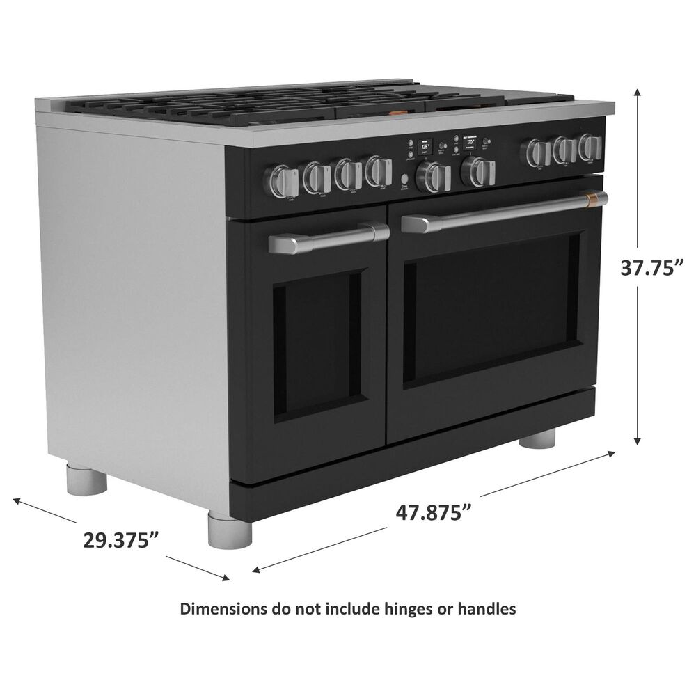 Cafe 8.25 Cu. Ft. Freestanding Dual Fuel Range with Double Oven in Matte Black and Brushed Stainless, , large