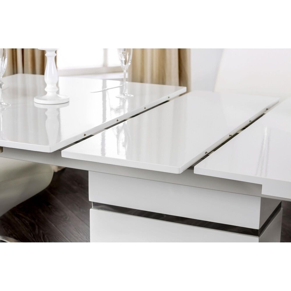 Furniture of America Carrasco Dining Table in White and Chrome, , large