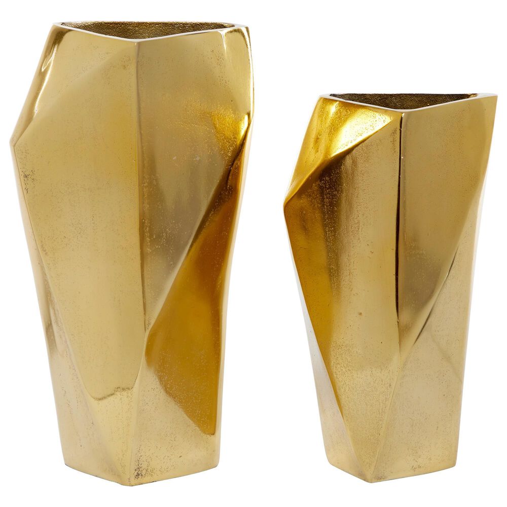 Venus Williams Collection Modern Aluminum Vases in Gold (Set of 2), , large