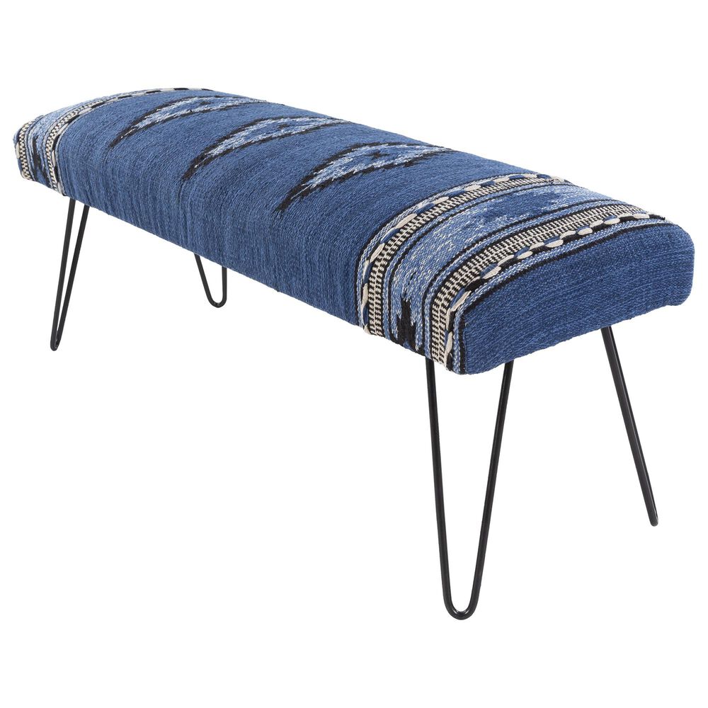 37B Miriam Upholstered Bench in Blue, , large