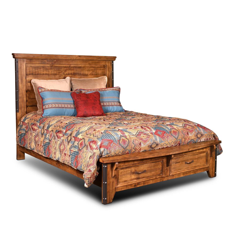 Sunset Bay Urban Rustic Queen Storage Bed in Rustic Brown, , large