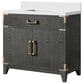 Lexora Home Laurel 36" Single Bathroom Vanity in Black Oak with White Quartz Top and Rectangular Sink, , large