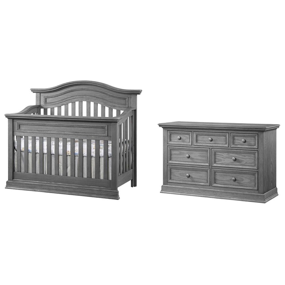 Oxford Baby Glenbrook 2-Piece Nursery Set with 4- In- 1 Crib and Dresser in Graphite Gray, , large