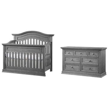 Oxford Baby Glenbrook 2-Piece Nursery Set with 4- In- 1 Crib and Dresser in Graphite Gray, , large