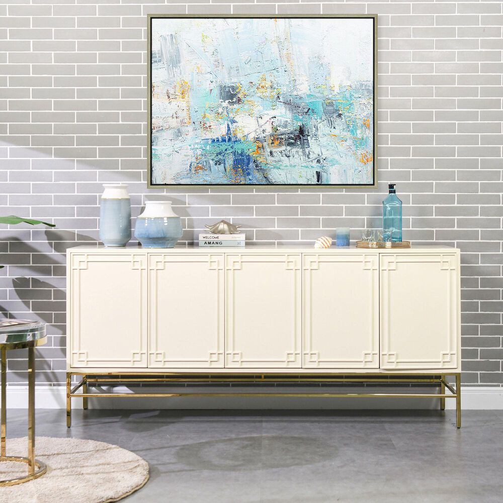 Jennifer Taylor Home Gemini Sideboard in White Lacquer and Gold, , large