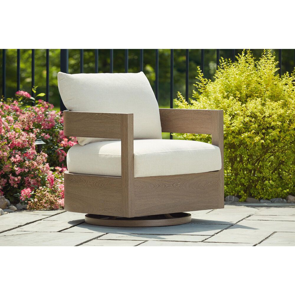 Ashley Serene Bay Swivel Glider Chair in White, , large