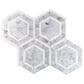 Soho Studio Metrology Thassos and Carrara 6" x 6" Hexagon on 11" x 12" Marble Mosaic Sheet, , large