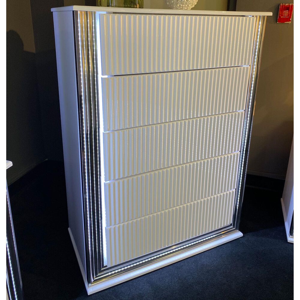 Global Furniture USA Aspen 5 Drawer LED Chest in White Gloss, , large