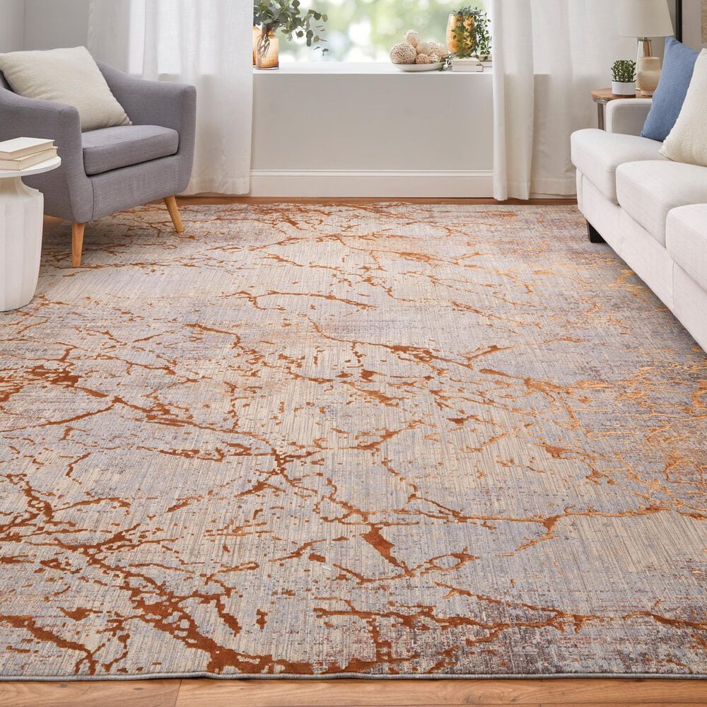 Feizy Pryor 7&#39;10&quot; x 10&#39; Copper and Multicolor Area Rug, , large