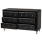 Baxton Studio Luminescence 6-Drawer Dresser with Black Upholstered in Chrome, , large