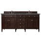 James Martin Vanities Brittany 72" Double Bathroom Vanity in Burnished Mahogany with 3 cm Parisien Bleu Quartz Top and Rectangular Sinks, , large