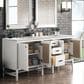 James Martin Vanities Addison 72" Double Bathroom Vanity in Glossy White with 3 cm Eternal Jasmine Pearl Quartz Top and Rectangular Sinks, , large