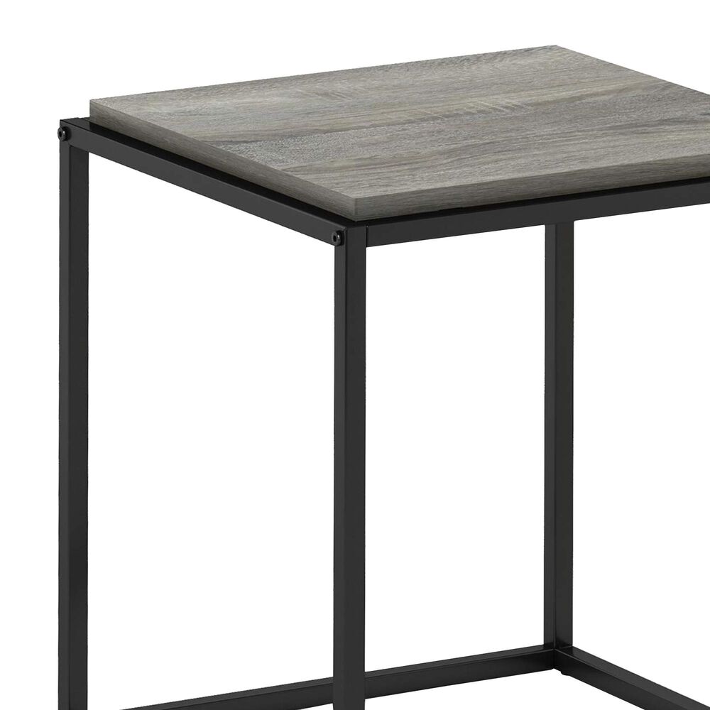 HOMLUX Cube Stackable End Table in French Oak Grey and Black, , large