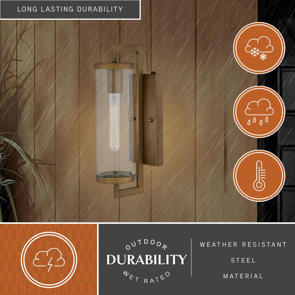Vaxcel Morgan Park 16" 1-Light Dusk-to-Dawn Sensor Outdoor Wall Sconce in Warm Brass, , large