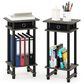 HOMLUX Tall End Table with Bin in French Oak Grey and Black (Set of 2), , large