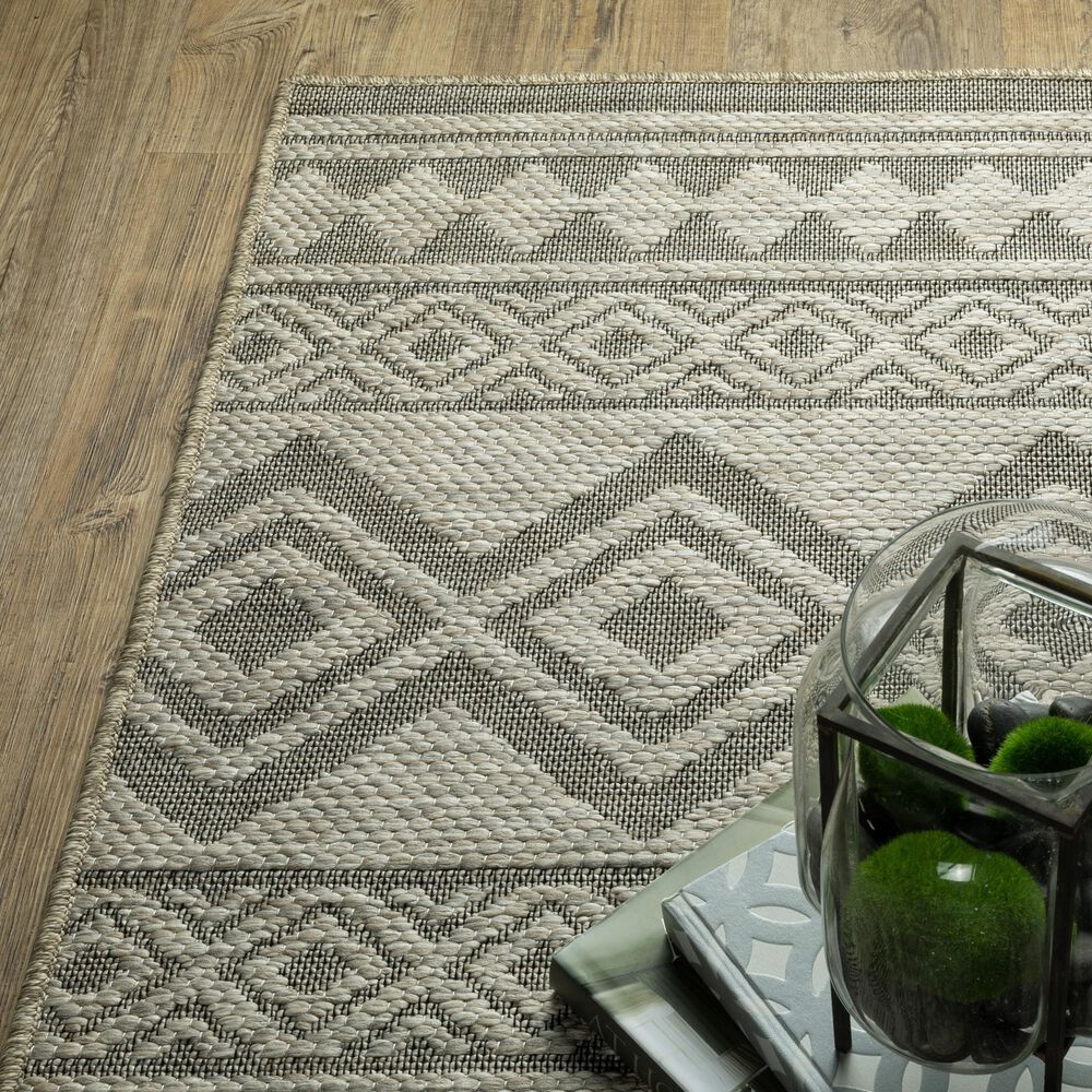 Oriental Weavers Tortuga TR03A 1&#39;10&quot; x 7&#39;6&quot; Beige and Black Runner, , large