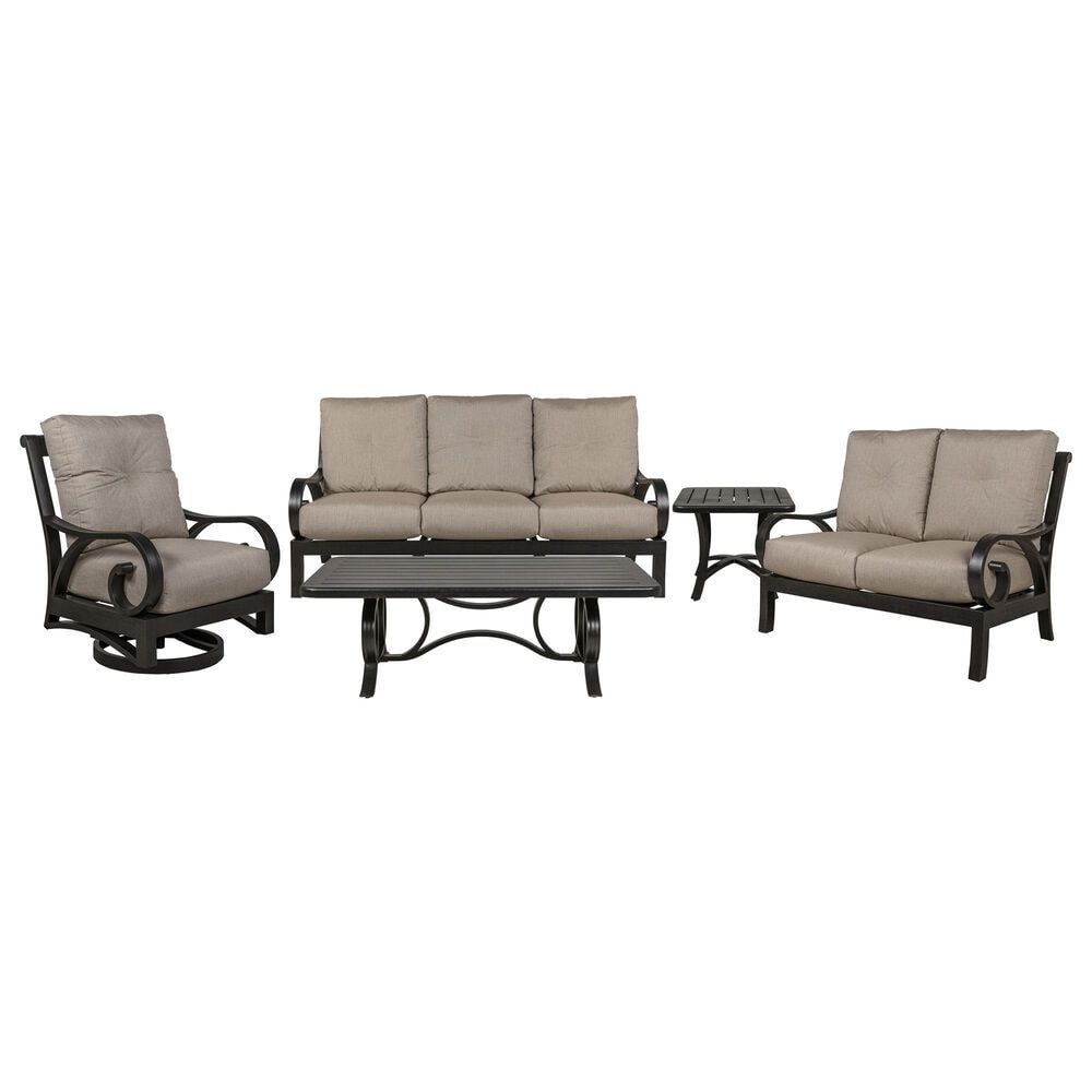 Aurelia Home Emerald 5-Piece Patio Conversation Set in Cast Ash, , large