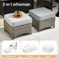 HOMLUX 5-Piece Patio Conversation Set with Two Ottomans in Light Gray, , large