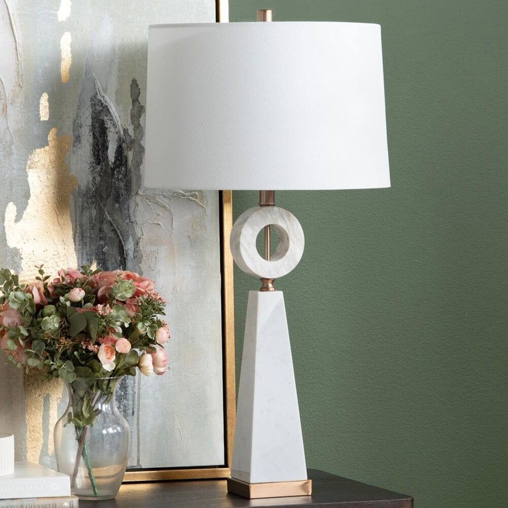 Crestview Collection Harrison Table Lamp in White and Brass, , large