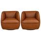 Natuzzi Editions Wally Swivel Chair in Pasadena Brandy (Set of 2), , large