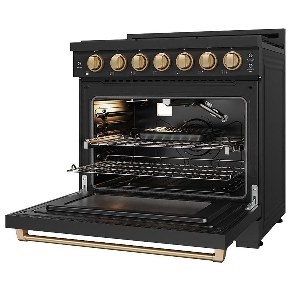 Thor Kitchen Gordon Ramsay 6 Cu. Ft. Professional Liquid Propane Range with Bronze Handle Kit in Black, , large