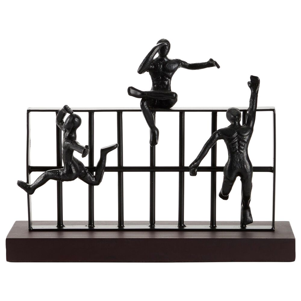 Maple and Jade 10" Human with Rectangular Frame Sculpture in Ebony Black, , large