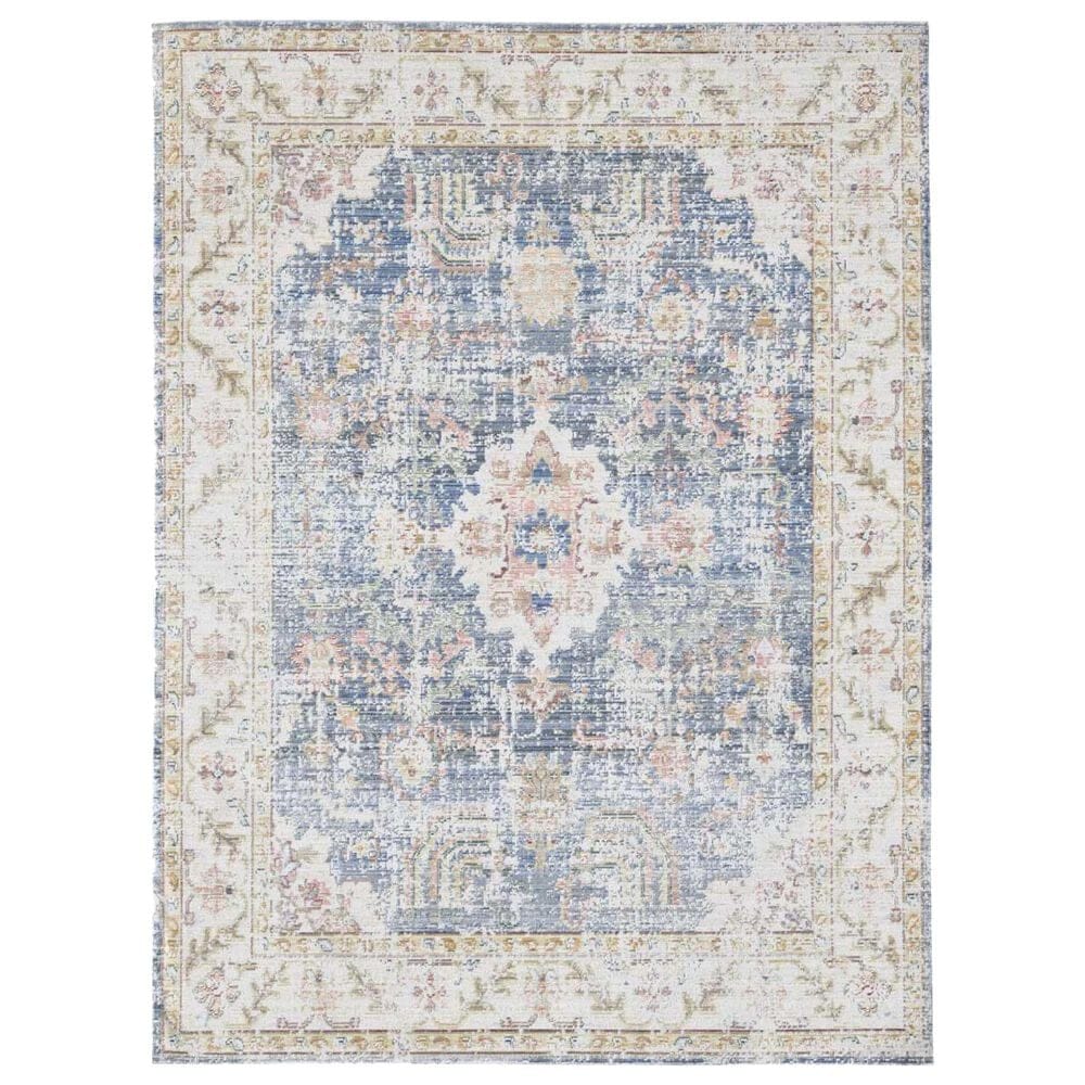 Amer Rugs Century 2"6" x 8" Indigo Blue and Ivory Runner, , large