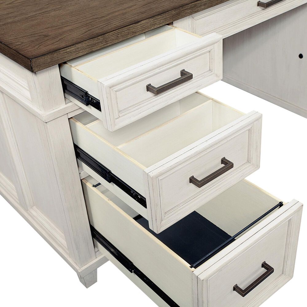 Riva Ridge Caraway 3-Piece Executive Desk with Door Bookcase and Lateral File Set in Aged Ivory, , large