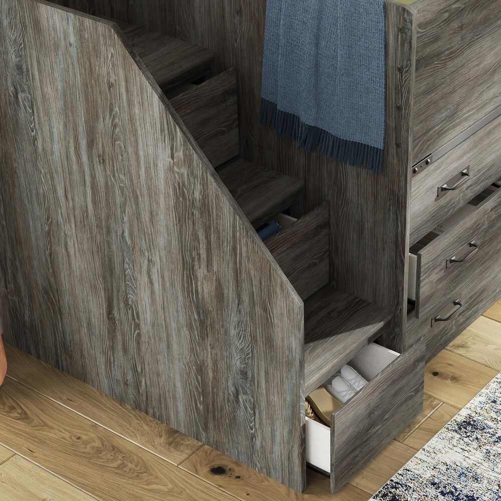 Ashley Frandern Twin Loft Bed with Drawer Storage in Gray, , large