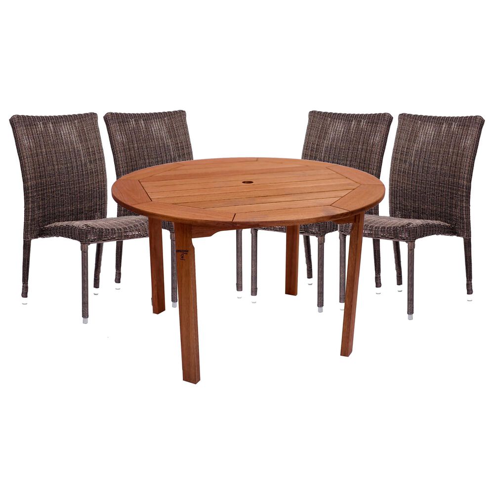 International Home Miami Lorraine 5-Piece Round Dining Set in Brown, , large