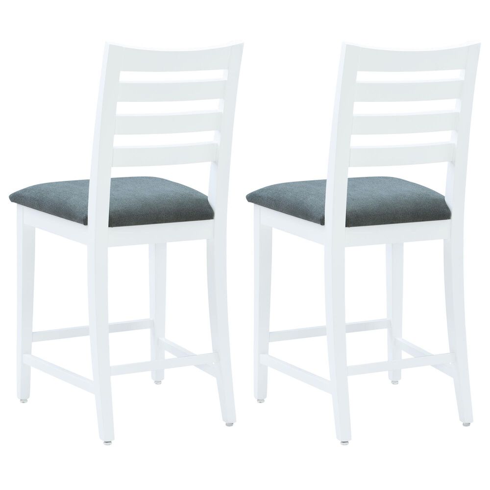 Linon Home Decor Flynn 22" Counter Stool with Charcoal Grey Cushion in White (Set of 2), , large