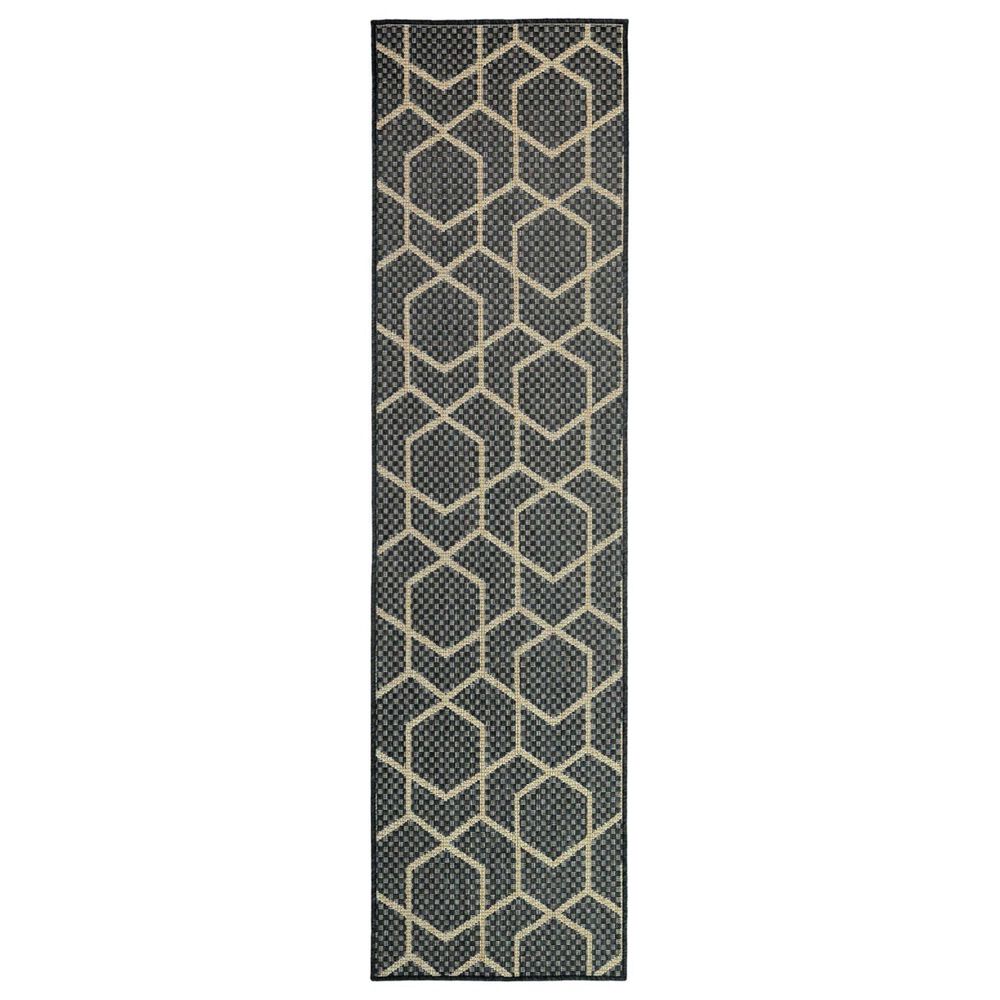 Nourison Horizon HOZ01 Charcoal 2&#39;2&quot; x 8&#39; Indoor/Outdoor Runner, , large