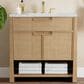 James Martin Vanities Solene 36" Single Bathroom Vanity in Seaside Oak with 3 cm Arctic Fall Solid Surface Top and Rectangular Sink, , large