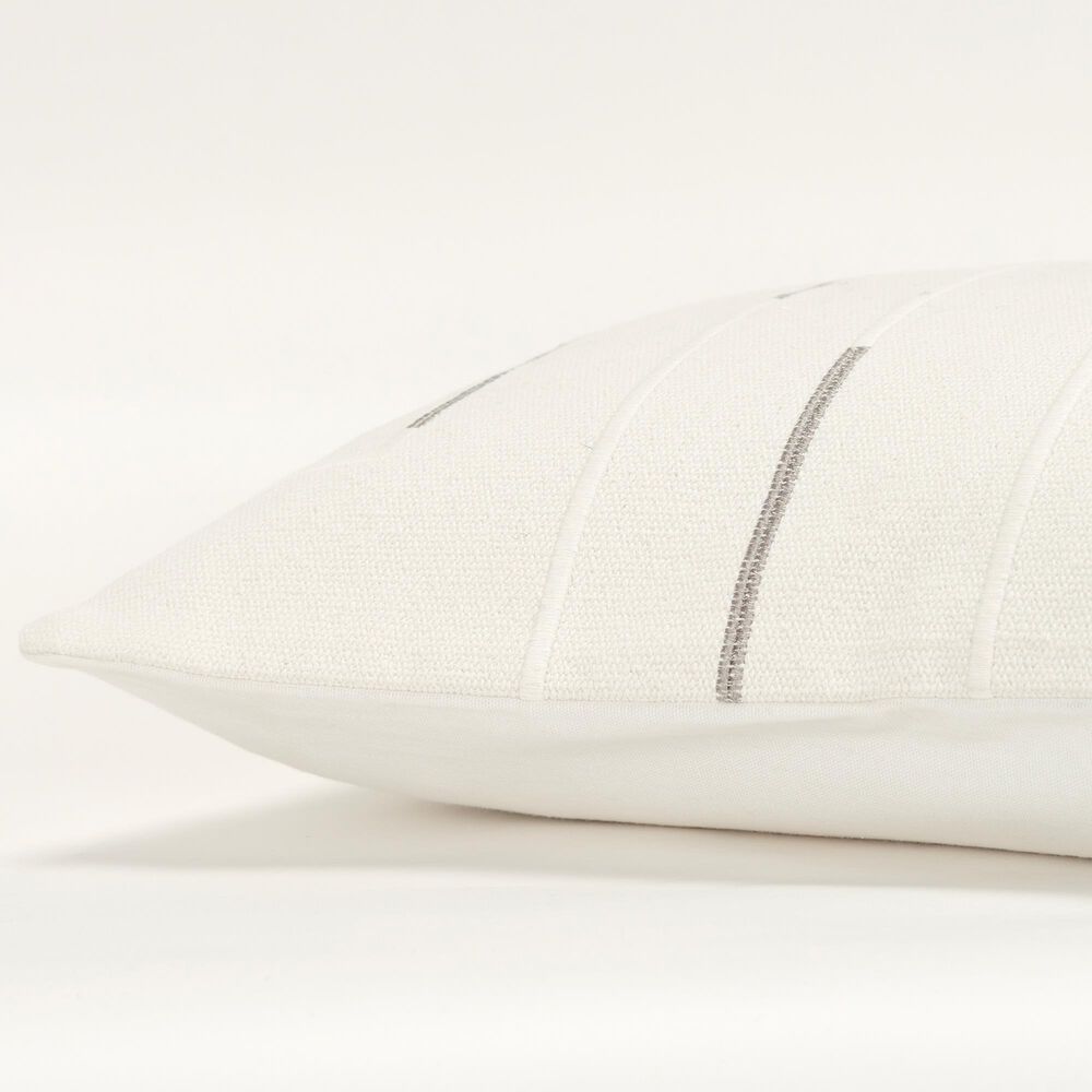 Rizzy Home 14&quot; x 20&quot; Geometric Down Filled Lumbar Pillow in Ivory and Silver, , large